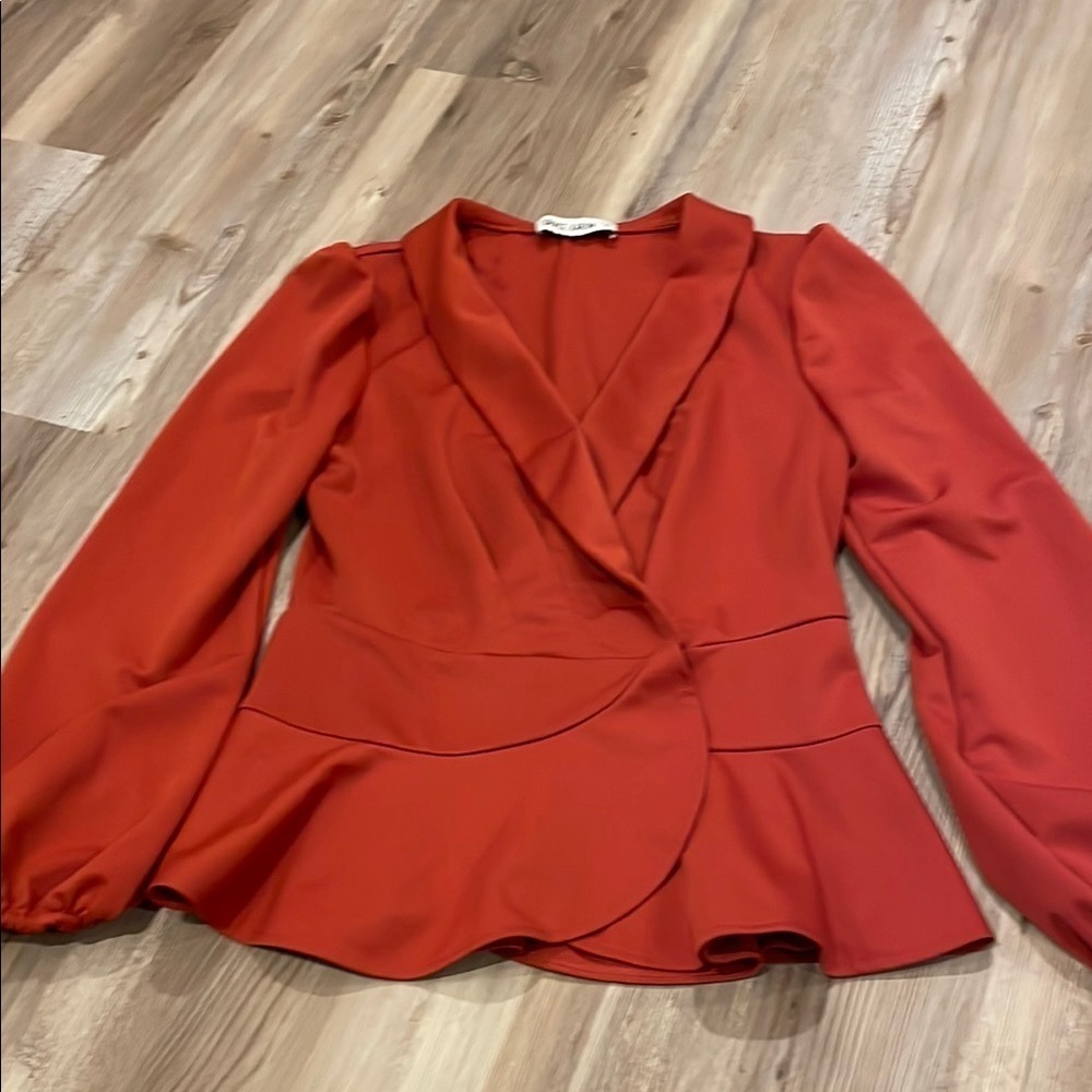 Grace Karin Elegant Rust Peplum Blouse/blazer Small